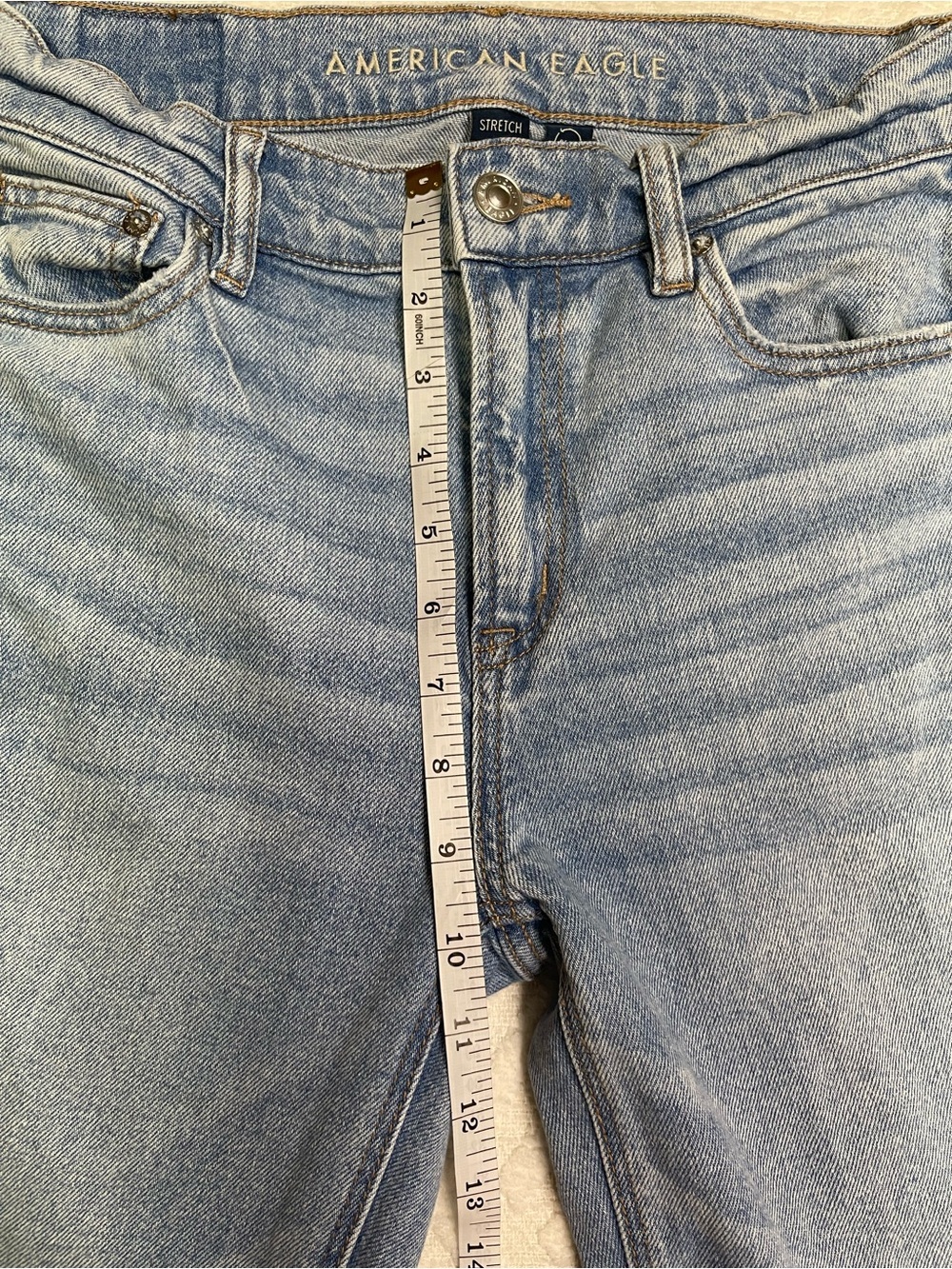 American Eagle Super High-Rise Straight Jeans Light Wash Stretch Size 0 - Picture 13 of 15